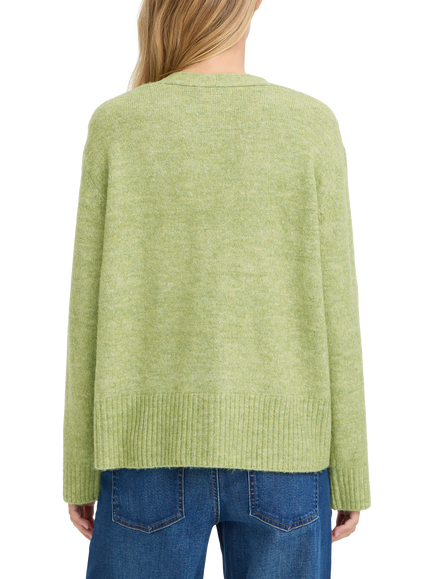 ICHI Baling V-Neck Cardigan - view 2, Iguana Melange