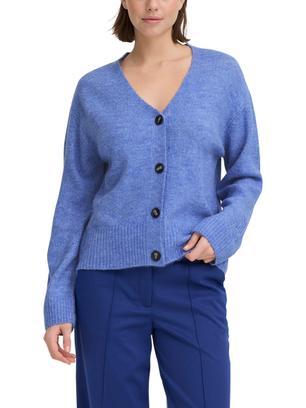 ICHI Baling V-Neck Cardigan, Nebulas Blue Melange