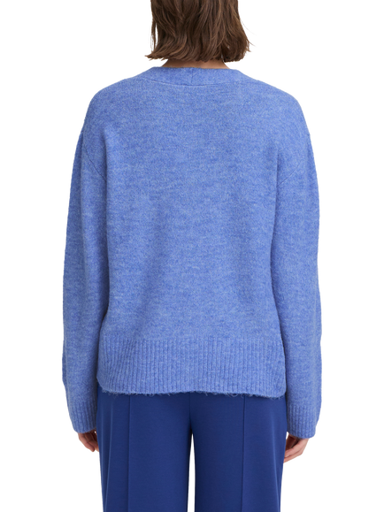 ICHI Baling V-Neck Cardigan - view 2, Nebulas Blue Melange
