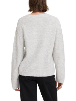 ICHI Baling V-Neck Cardigan - view 2, Light Grey Melange