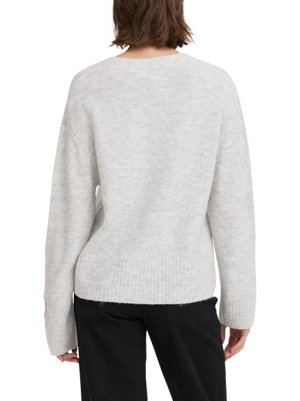 ICHI Baling V-Neck Cardigan - view 2, Light Grey Melange