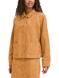 ICHI Crevo Faux Suede Jacket, Almond, Almond