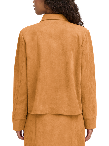 ICHI Crevo Faux Suede Jacket, Almond - view 2, Almond