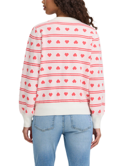 ICHI Brielle Heart Stripe Cardigan, Birch/Teaberry - view 2, Birch/Teaberry