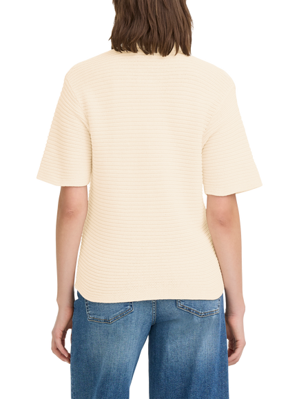 ICHI Demue Textured Short Sleeve Cardigan, Birch - view 2, Birch