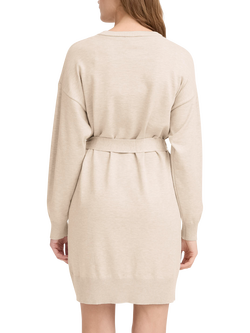 ICHI Luls Belted Jumper Dress, Oatmeal Melange - view 2, Oatmeal Melange