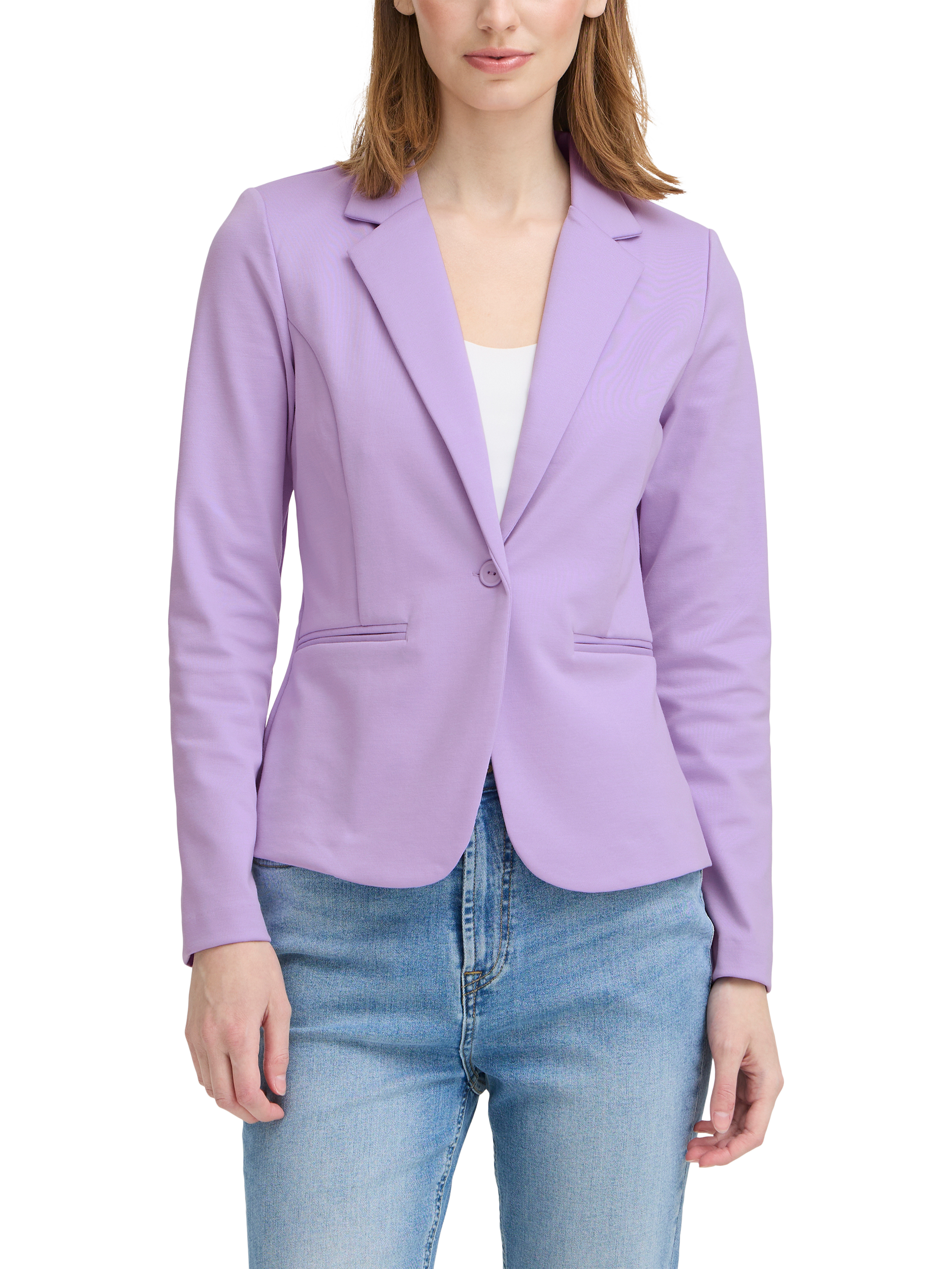 Product image 1 of 4, which shows ICHI Kate Single Button Blazer, Purple Rose, XS
