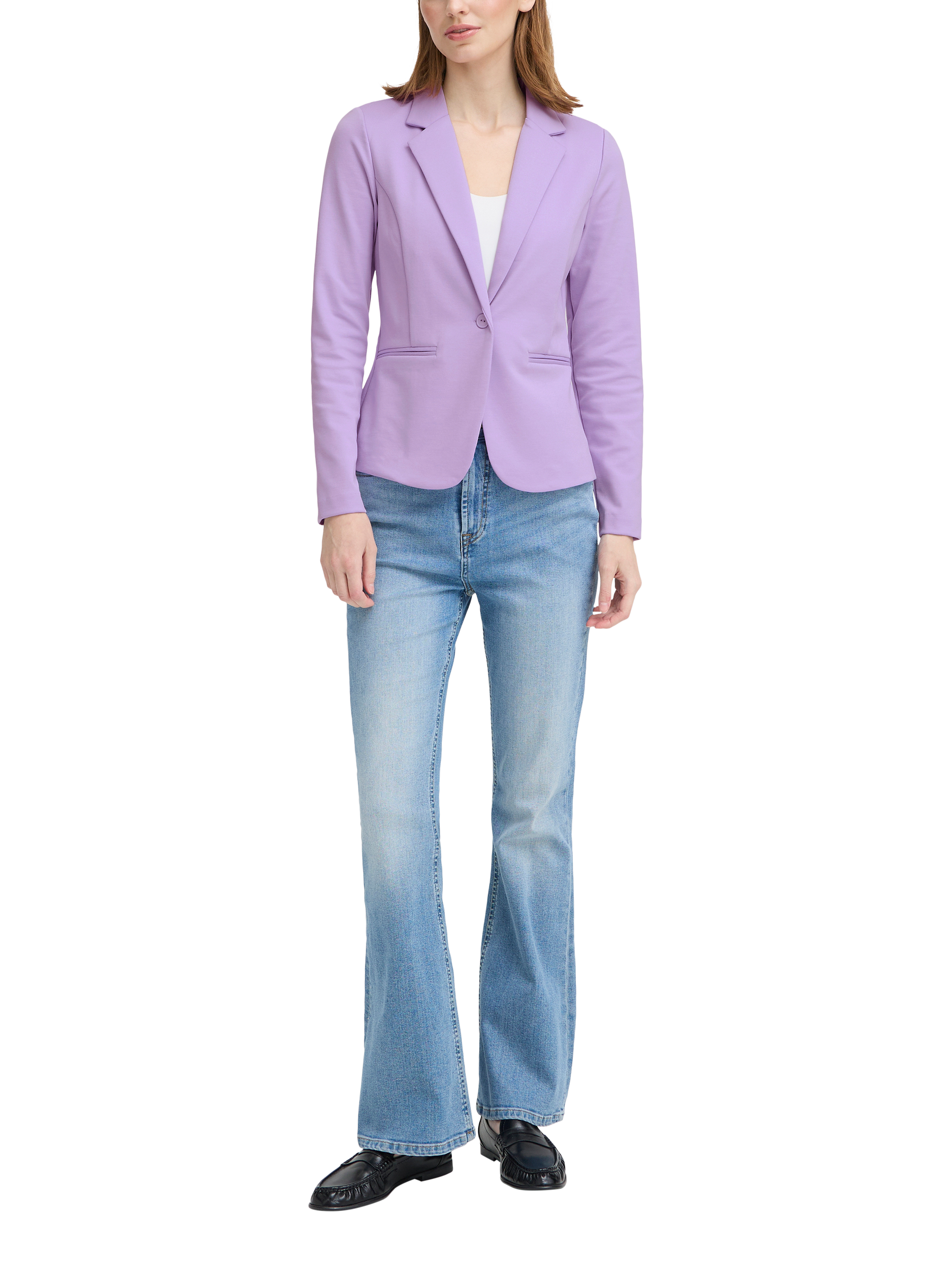 Product image 3 of 4, which shows ICHI Kate Single Button Blazer, Purple Rose, XS