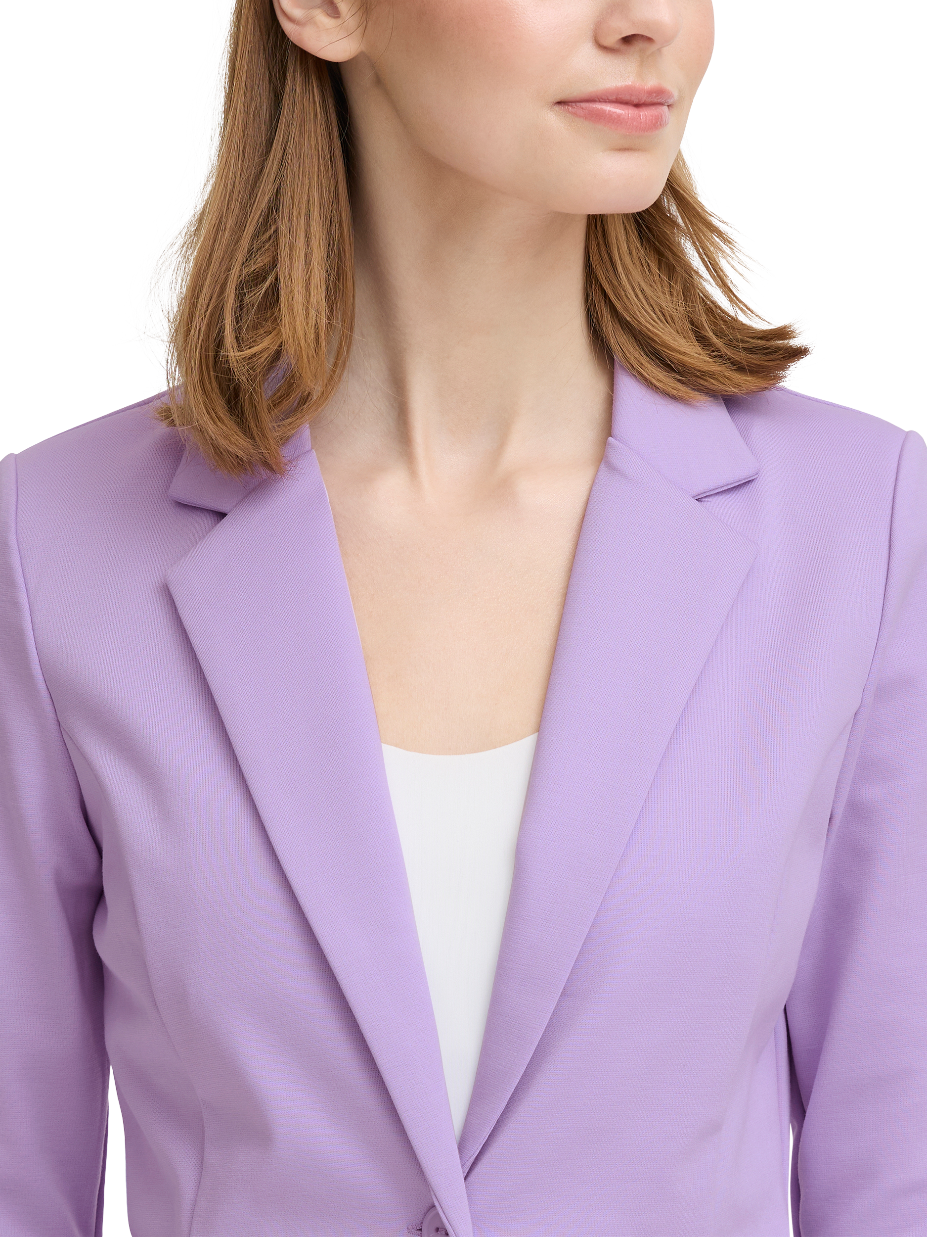 Product image 4 of 4, which shows ICHI Kate Single Button Blazer, Purple Rose, XS