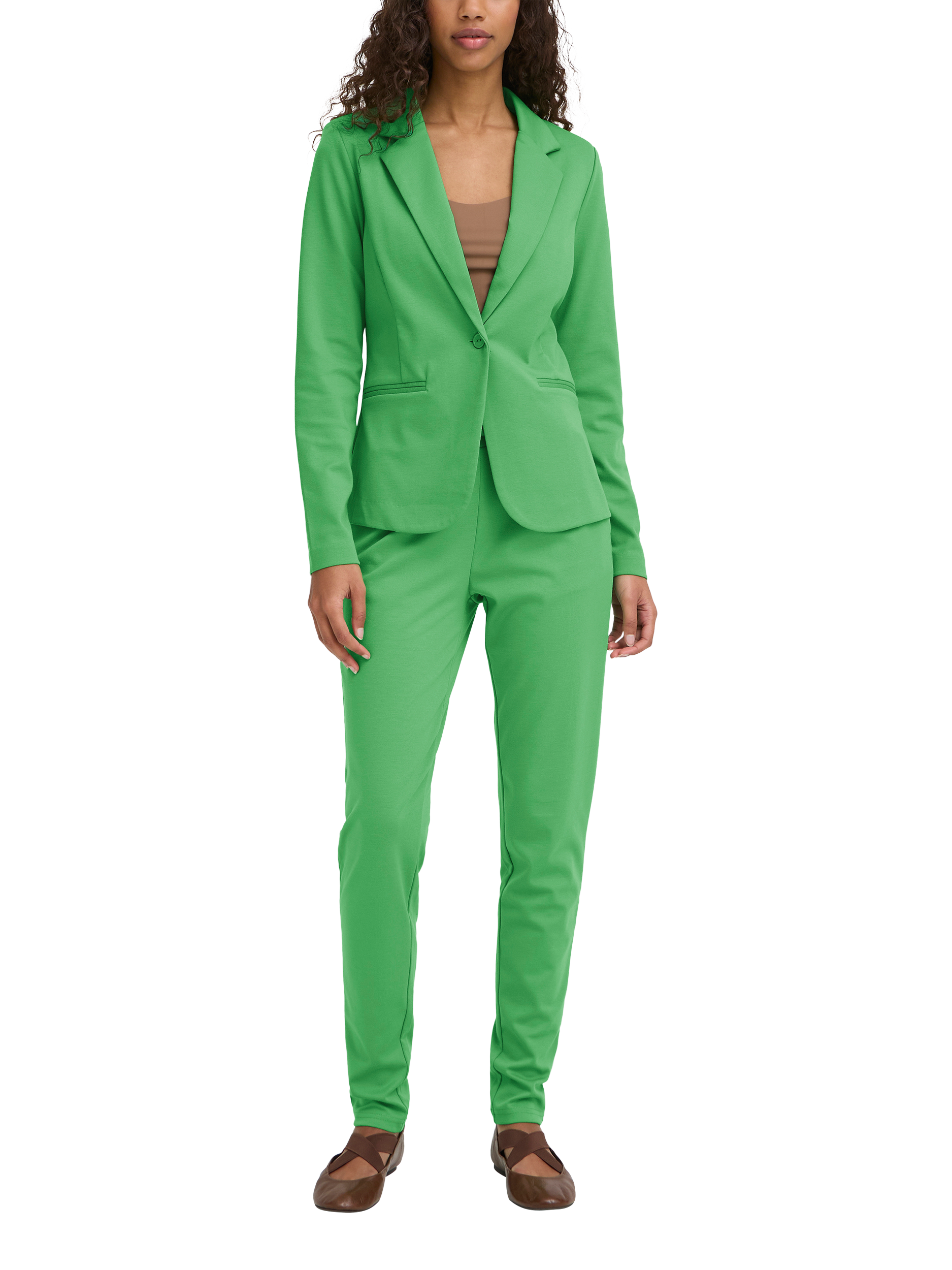 Product image 3 of 7, which shows ICHI Kate Single Button Blazer, Kelly Green, XS