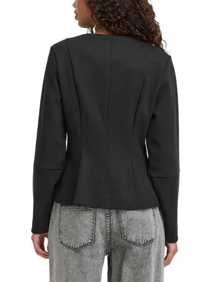 ICHI Kate V-Neck Sculpted Blazer, Black - view 2, Black