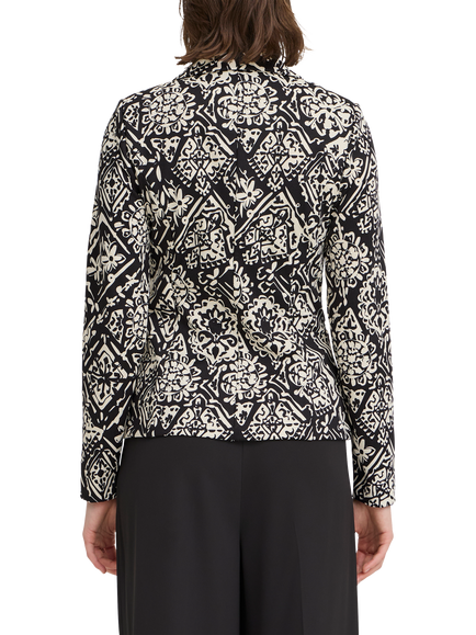 ICHI Kate Patchwork Single Button Blazer, Black/Cream - view 2, Black/Cream
