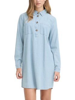 ICHI Archer Shirt Mini Dress, Light Blue Washed, Light Blue Washed
