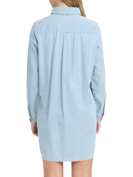 ICHI Archer Shirt Mini Dress, Light Blue Washed - view 2, Light Blue Washed