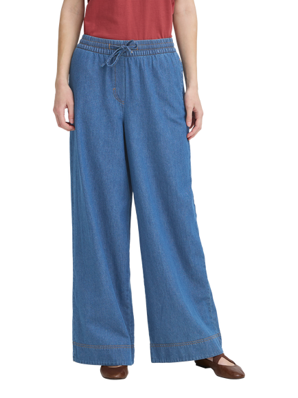 ICHI Archer Wide Leg Jeans, Medium Blue, Medium Blue