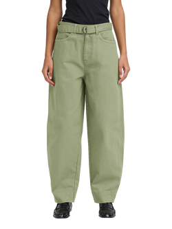 ICHI Olia Belted Wide Leg Trousers, Oil Green, Oil Green