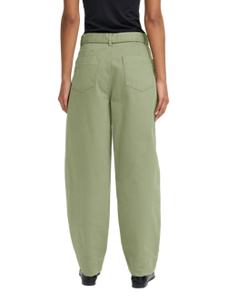 ICHI Olia Belted Wide Leg Trousers, Oil Green - view 2, Oil Green