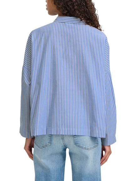 ICHI Giley Stripe Boxy Shirt - view 2, Birch/Blue