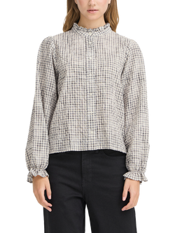 ICHI Ihhesima Long Sleeve Checked Blouse, Black Check, Black Check