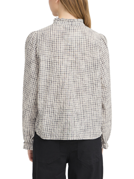ICHI Ihhesima Long Sleeve Checked Blouse, Black Check - view 2, Black Check