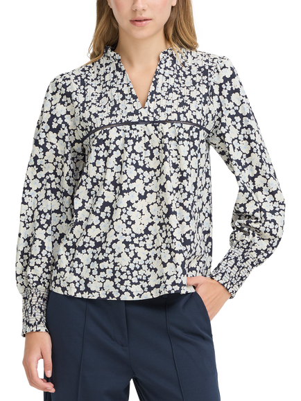 ICHI Kelia Floral Long Sleeve Top, Birch/Multi, Birch/Multi