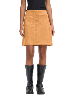 ICHI Crevo Faux Suede Mini Skirt, Almond, Almond
