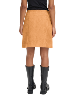 ICHI Crevo Faux Suede Mini Skirt, Almond - view 2, Almond