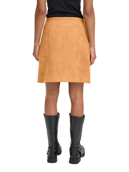 ICHI Crevo Faux Suede Mini Skirt, Almond - view 2, Almond