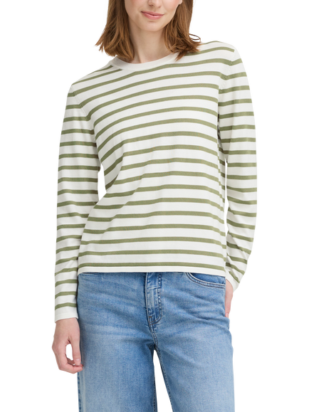 ICHI Luls Stripe Jumper, Iguana/White, Iguana/White