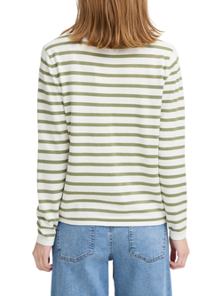 ICHI Luls Stripe Jumper, Iguana/White - view 2, Iguana/White