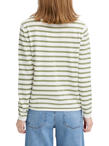 ICHI Luls Stripe Jumper, Iguana/White - view 2, Iguana/White