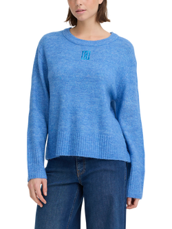 ICHI Baling Crew Neck Logo Jumper, Nebulas Blue Melange