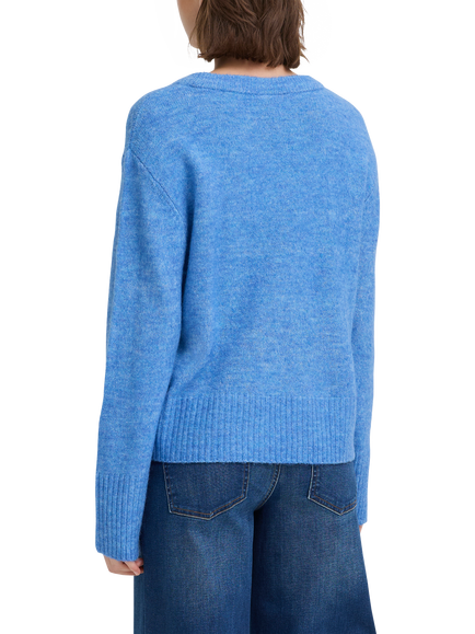 ICHI Baling Crew Neck Logo Jumper - view 2, Nebulas Blue Melange