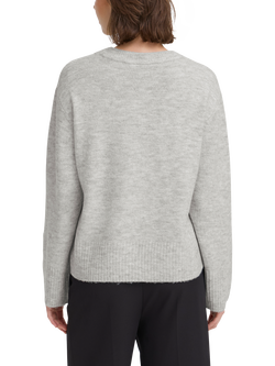 ICHI Baling Crew Neck Logo Jumper - view 2, Light Grey Melange