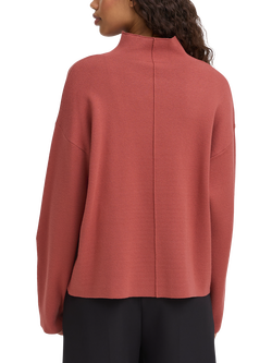 ICHI Ballia Funnel Neck Seam Detail Jumper, Red Cowhide - view 2, Red Cowhide