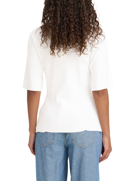ICHI Ballia Sculpted Knit Top, Cloud Dancer - view 2, Cloud Dancer