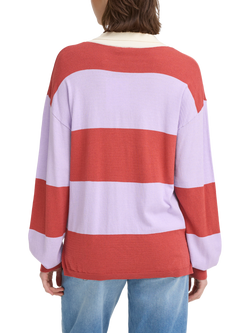 ICHI Boston Stripe Polo Jumper - view 2, Purple/Rose