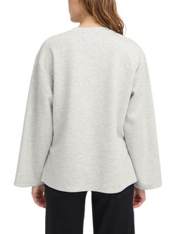 ICHI Cozy Crew Neck Boxy Sweatshirt, Light Grey Melange - view 2, Light Grey Melange