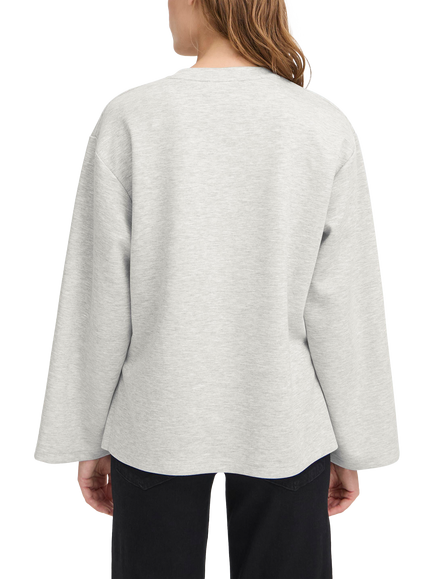 ICHI Cozy Crew Neck Boxy Sweatshirt, Light Grey Melange - view 2, Light Grey Melange