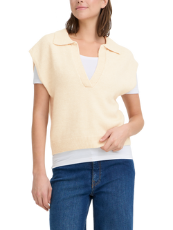 ICHI Povoke V-Neck Sleeveless Jumper, Birch