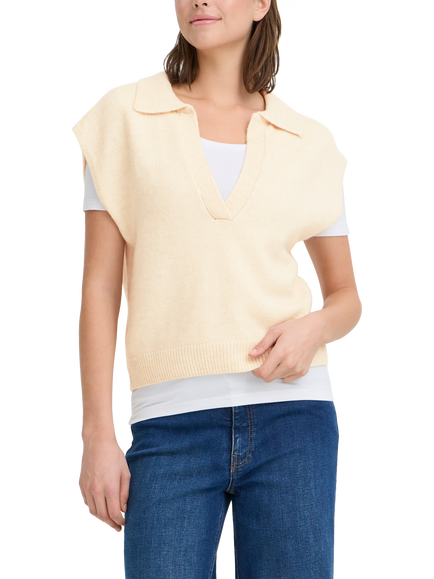 ICHI Povoke V-Neck Sleeveless Jumper, Birch