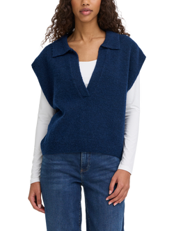 ICHI Povoke V-Neck Sleeveless Jumper, Blueprint