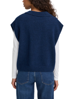 ICHI Povoke V-Neck Sleeveless Jumper - view 2, Blueprint