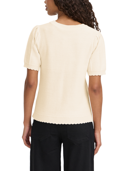 ICHI Ihdemue Sculpted Knit Crew Top, Birch - view 2, Birch