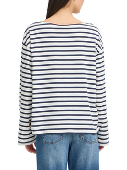 ICHI Mira Boat Neck Stripe Top - view 2, Total Eclipse/Cloud