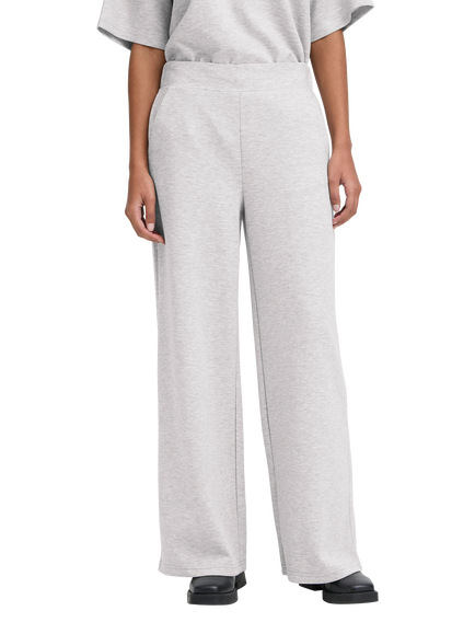 ICHI Cozy High Rise Wide Leg Joggers, Light Grey Melange, Light Grey Melange