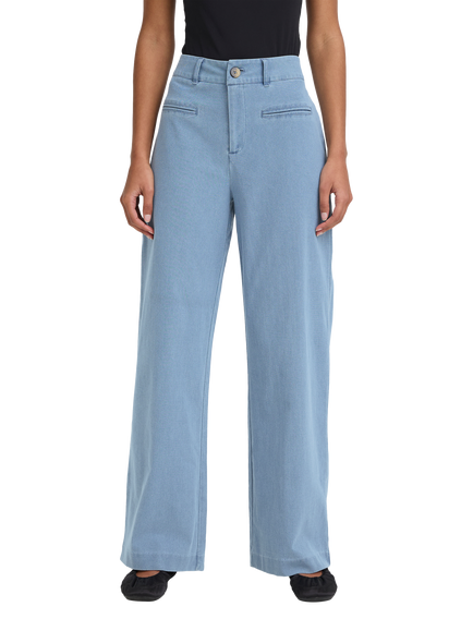 ICHI Kate High Rise Wide Leg Denim Trousers, Light Blue, Light Blue