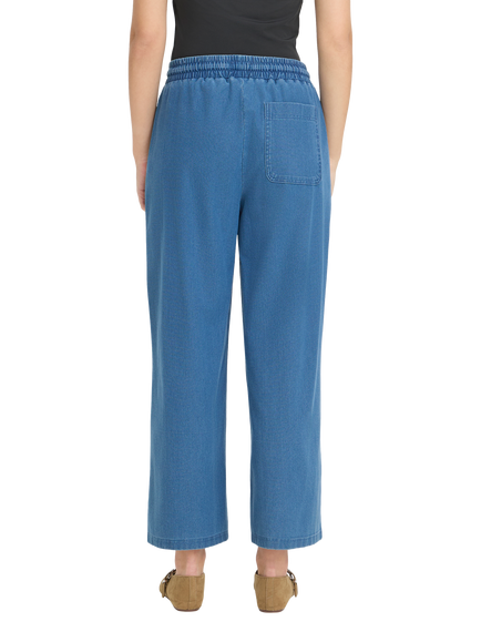 ICHI Kate Mid Rise Wide Leg Denim Trousers, Medium Blue - view 2, Medium Blue