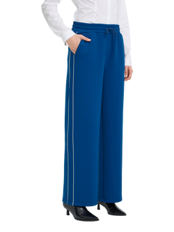 ICHI Kate High Rise Side Stripe Wide Leg Trousers, Blueprint