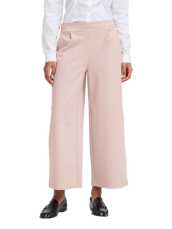 ICHI Kate Cropped Wide Leg Trousers, Rose Smoke